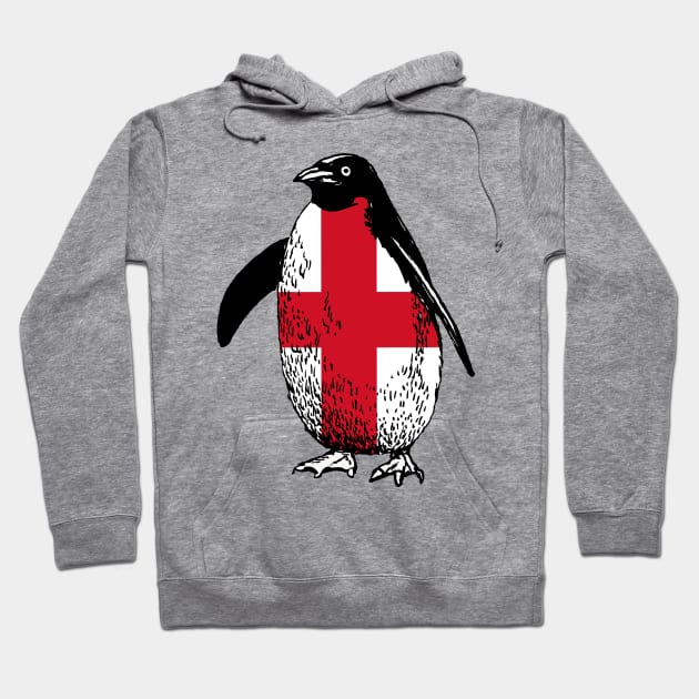 England Penguin Flag of England | Vintage Penguin Supporting England Hoodie by Mochabonk
